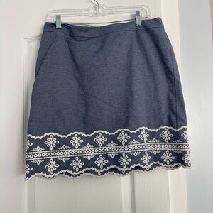 Talbots Blue Mini Pencil Skirt with Embellished Hem